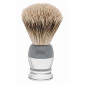 ERBE - Brochas de afeitar - Brocha de afeitar de pelo de tejón, mango de plástico blanco y gris
