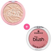 Essence - Highlighter - Essence Highlighter Gimme GLOW luminous highlighter 10 Glowy Champagne 9 g + Rouge The Blush No. 10 5 g