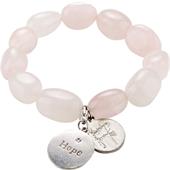 Gab & Ty by Jana Ina - Pulseras - Pulsera ajustable Charity en cuarzo rosa con colgante «Hope» con diamante