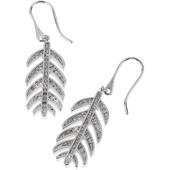 Gab & Ty by Jana Ina - Earrings - Leaf Earrings with White Cubic Zirconias, Silver-Plated