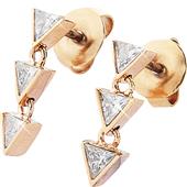 Gab & Ty by Jana Ina - Øreringe - Smykkesæt trekantet Hængeøreringe med seks hvide cirkoniasten, rosegold plated