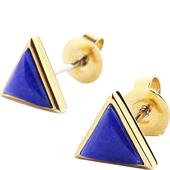 Gab & Ty by Jana Ina - Earrings - Triangle Jewellery Set Ear Studs with Dark Blue Lapis Lazuli, Yellow Gold-Plated