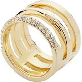 Gab & Ty by Jana Ina - Ringe - Tredobbelt ring med hvide krystalsten, gulgylden plated