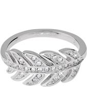 Gab & Ty by Jana Ina - Anelli - Anello con foglia e zirconi bianchi, placcato argento