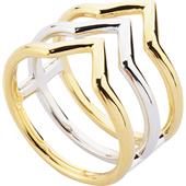 Gab & Ty by Jana Ina - Ringe - Smykkesæt trekantet Tofarvet tredobbelt ring, sølv og gulgylden plated