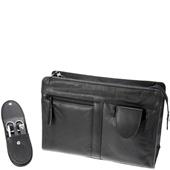 Hans Kniebes - Wash bags - Genuine Cowhide Leather Wash Bag with Built-In 4-Piece Stainless Pocket Manicure Case