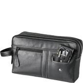 Hans Kniebes - Wash bags - Genuine Cowhide Leather Wash Bag with Built-In 3-Piece Stainless Pocket Manicure Case