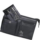 Hans Kniebes - Wash bags - Genuine Cowhide Leather Wash Bag with Built-In 5-Piece Nickel-Plated Slip-In Manicure Case