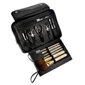 Hans Kniebes - Kulturtaschen - Toilette-Box mit Necessaire (8 tlg.) und 6 Vie-Long Kosmetikpinseln, Nappa-Vollrindleder, 280 x 105 x 190 mm