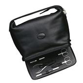 Hans Kniebes - Wash bags - Full-Grain Amalfi Cowhide Leather Toiletry Bag with 6-Piece Stainless Manicure Case