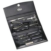 Hans Kniebes - Manicure-Etuis - 9-Piece Nickel-Plated Full-Grain Nappa Cowhide Leather Manicure Case