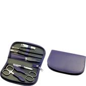 Hans Kniebes - Manicure-Etuis - 7-Piece Nickel-Plated Full-Grain Nappa Cowhide Leather Manicure Case with Zipper