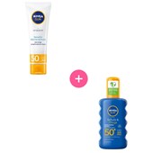 NIVEA - Bundles - NIVEA Sonnenschutz Sensitiv Gesichtsschutz LSF 50 50 ml + Schutz & Pflege Sonnenspray LSF 50+ 200 ml