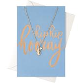 Orelia - Biglietti regalo - Biglietto Hip Hip Hooray, catenina con foglia e stella