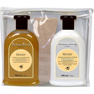 Bettina Barty Honey Geschenkset Dusch & Creme Bad 500 Ml + Hand & Body Lotion 500 Ml + Handtuch 1000 Ml