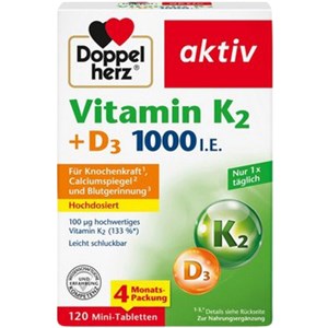 Doppelherz - Muskeln, Knochen, Bewegung - Vitamin K2+D3 1000 I.E. Tabletten
