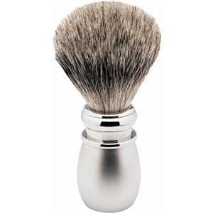 ERBE - Escova de barbear - Pincel de barbear com cabo prateado, pega de plástico branco mate
