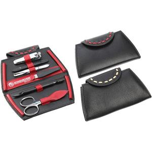 Hans Kniebes - Manicure-Etuis - 6-Piece Nickel-Plated Cowhide Leather Manicure Case