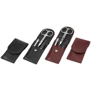 Hans Kniebes - Manicure-Etuis - 3-Piece Stainless Full-Grain Nappa Cowhide Leather Pocket Manicure Case