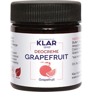 Klar Seifen Feste Deocreme Grapefruit Deodorants Unisex 30 Ml
