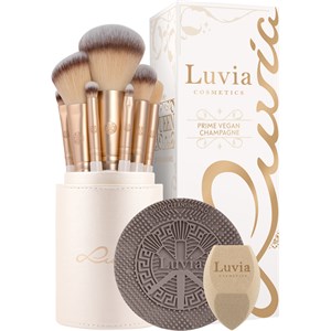 Luvia Cosmetics Brush Brush Set Prime Vegan Champagne Highlighter Brush + Powder Brush + Blush Brush + Eye Shader + Precision Shader + Small Blender +