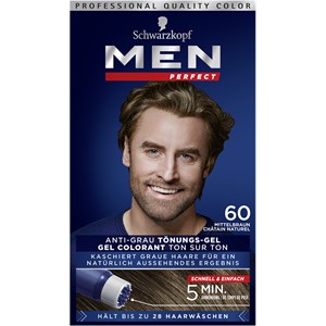 Men Perfect Soin Des Cheveux Coloration Gel Colorant Anti-gris Châtain Moyen Naturel Châtain Moyen Naturel 80 Ml