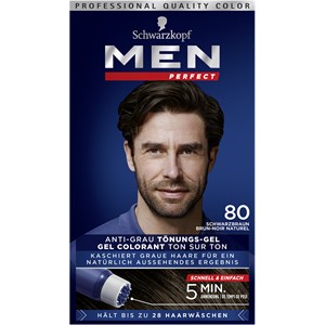 Men Perfect Soin Des Cheveux Coloration Gel Colorant Anti-gris Châtain Foncé Naturel Brun-noir Naturel 80 Ml