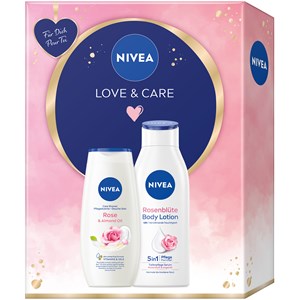 NIVEA Körperpflege Body Lotion Und Milk Geschenkset Rose & Almond Oil Pflegedusche 250 Ml + Rosenblüten Body Lotion 400 650 Ml