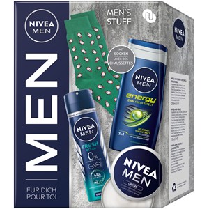NIVEA Männerpflege Körperpflege Geschenkset Energy Pflegedusche 250 Ml + Deodorant 150 Ml + Creme 75 Ml + Socken 475 Ml