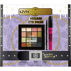 NYX Professional Makeup Maquillage Des Yeux Eyeliner X-mas Vegan Eye Pass Color Palette 0,83 G + Epic Ink Liner 1 Ml + On The Rise Volume Mascara 10 M