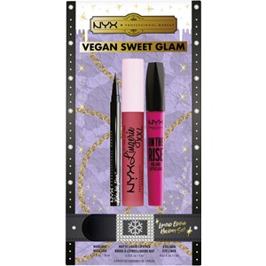 NYX Professional Makeup Maquillage Des Yeux Mascara X-mas Vegan Sweet Glam Epic Ink Liner 1 Ml + Lingerie XXL Liquid Matte Lipstick 4 Ml + On The Rise