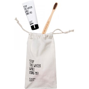 STOP THE WATER WHILE USING ME! Visage Soin Dentaire Coffret Cadeau Wooden Bamboo Toothbrush + Toothpaste 0,75 Ml +- Mini Tote Bag Oral Care 75 Ml