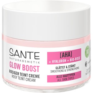 Sante Naturkosmetik Soin Du Visage Soin Hydratant AHA, Acide Hyaluronique & Eau De Rose Bio Glow Boost Crème De Teint 50 Ml