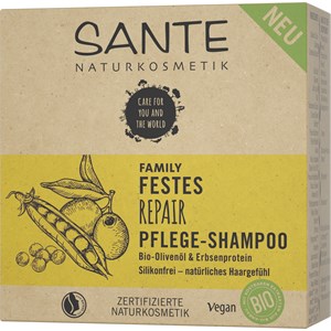Sante Naturkosmetik - Shampoo - Festes Repair Pflege-Shampoo Bio-Olivenöll & Erbsenprotein
