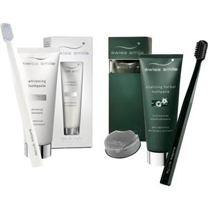 Swiss Smile Zahnpflege Day & Night Dental Beauty Kit Whitening Toothpaste 75 Ml + Toothbrush White + Vitalizing Herbal Toothpaste 75 Ml + Toothbrush B