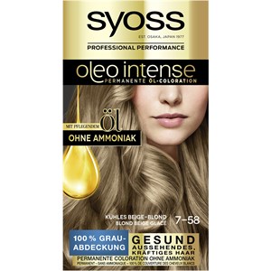 Syoss Colorations Oleo Intense 7-58 Blond Beige Froid Niveau 3 Coloration Huile 115 Ml