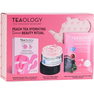 Teaology Pflege Gesichtspflege Geschenkset 1x Forever Reusable Face + Eye Mask Set + Peach Tea Hydra Cream 50 Ml + Peach Tea Hyaluronic Face And Neck 