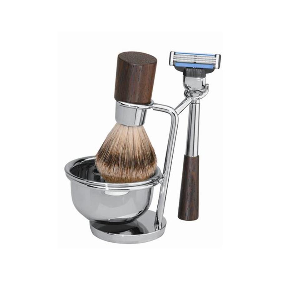 Shaving sets Wenge wood shaving set, Gillette Mach 3, 4part by ERBE parfumdreams