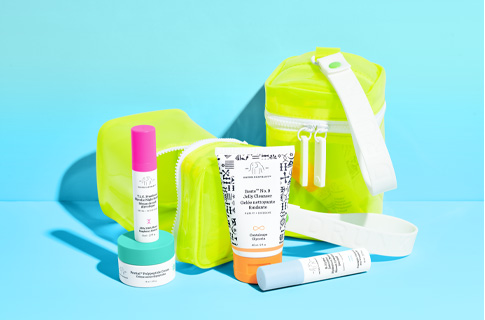 Drunk Elephant The Littles 3.0 Kit. Travel Skin Care Essentials Bundle  w/Bag (Jelly Cleanser, SPF 30 Sunscreen, 3 Day & Night Serums, Facial Oil